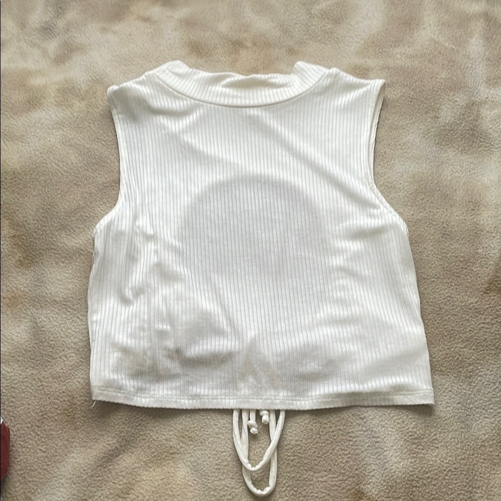 White Sleeveless Ribbed Top